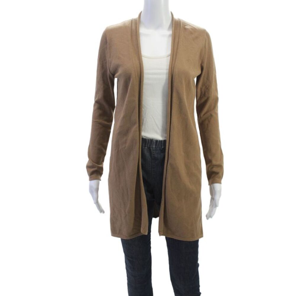 Biana Women Cardigan V Neck Long Sleeve Brown Viscose Sweater Size M